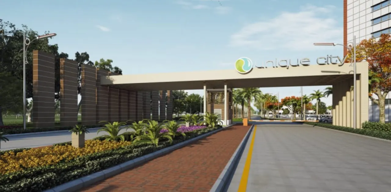 Modern entrance gate of Unique City planned residential township in Jaipur
